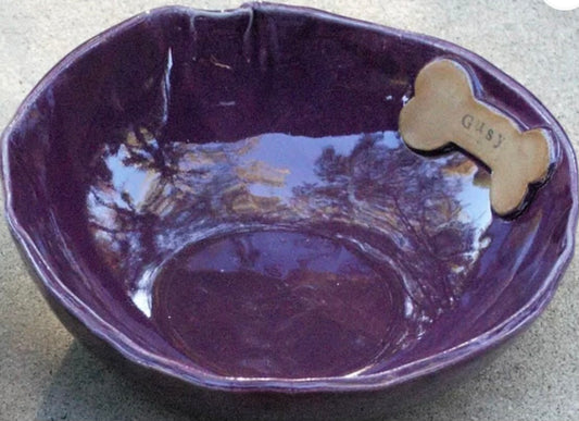 Handmade, Ceramic, Personalized Dog Bowl
